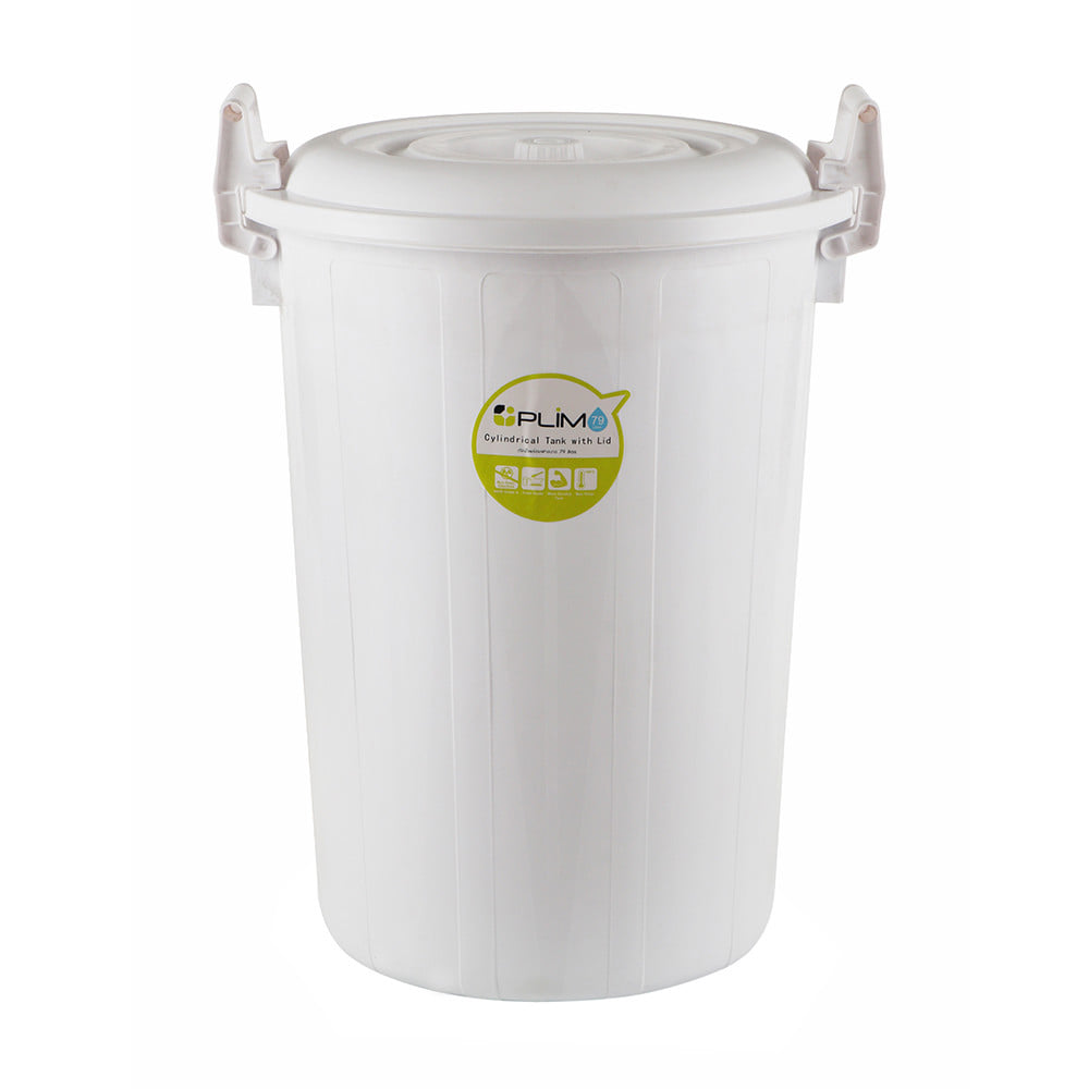 ถังน้ำถังน้ำกลมพร้อมฝาล็อค PLIM 79L (20.8gl) สีขาว