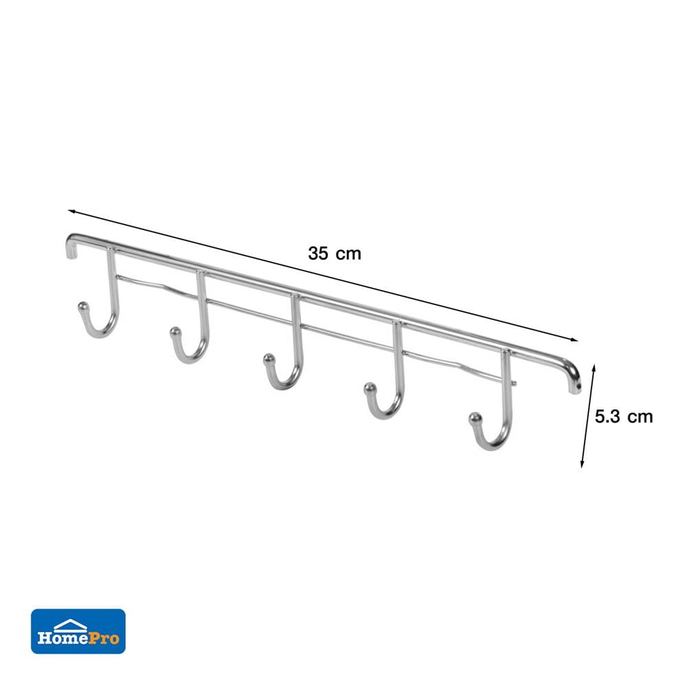 ราวแขวนสเตนเลส 35 ซม. 5 ตะขอหัวมน EKONO ST005