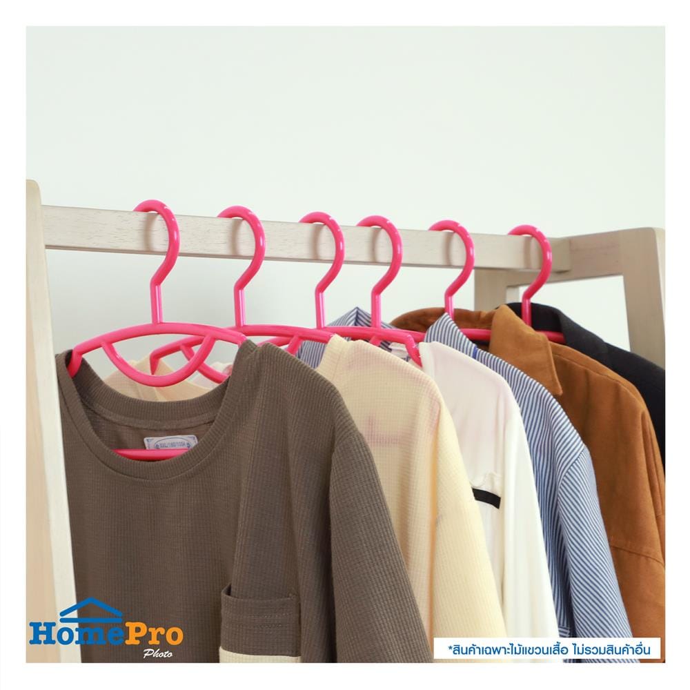 ไม้แขวนเสื้อคิงไซด์ PLIM สีชมพูเข้ม แพ็ค 6 ชิ้น
