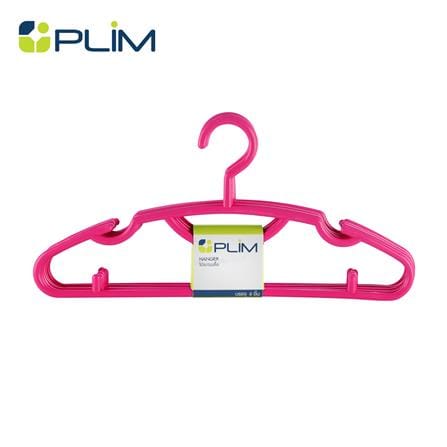 ไม้แขวนเสื้อคิงไซด์ PLIM สีชมพูเข้ม แพ็ค 6 ชิ้น