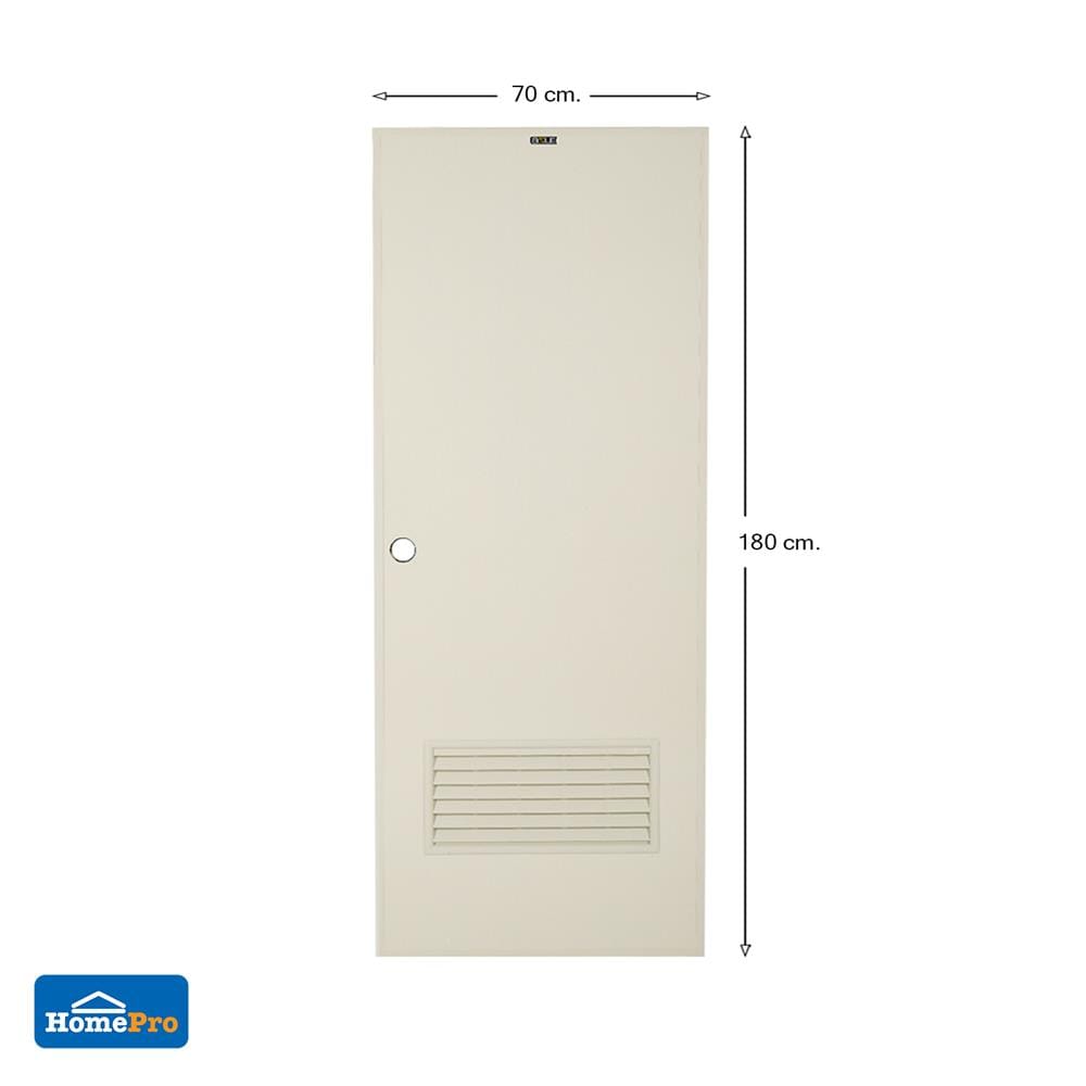 ประตูห้องน้ำ PVC AZLE AZ-2 เกล็ดล่าง 70X180 ซม. สีครีม