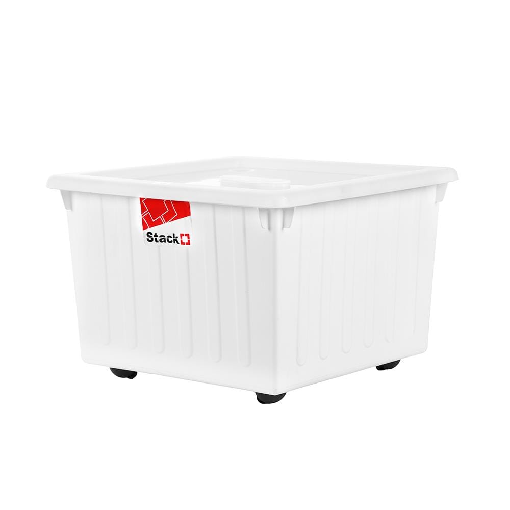 กล่องเก็บของ มีล้อ ฝาล็อค STACKO FRIENDLY 37.5 ลิตร สีขาว