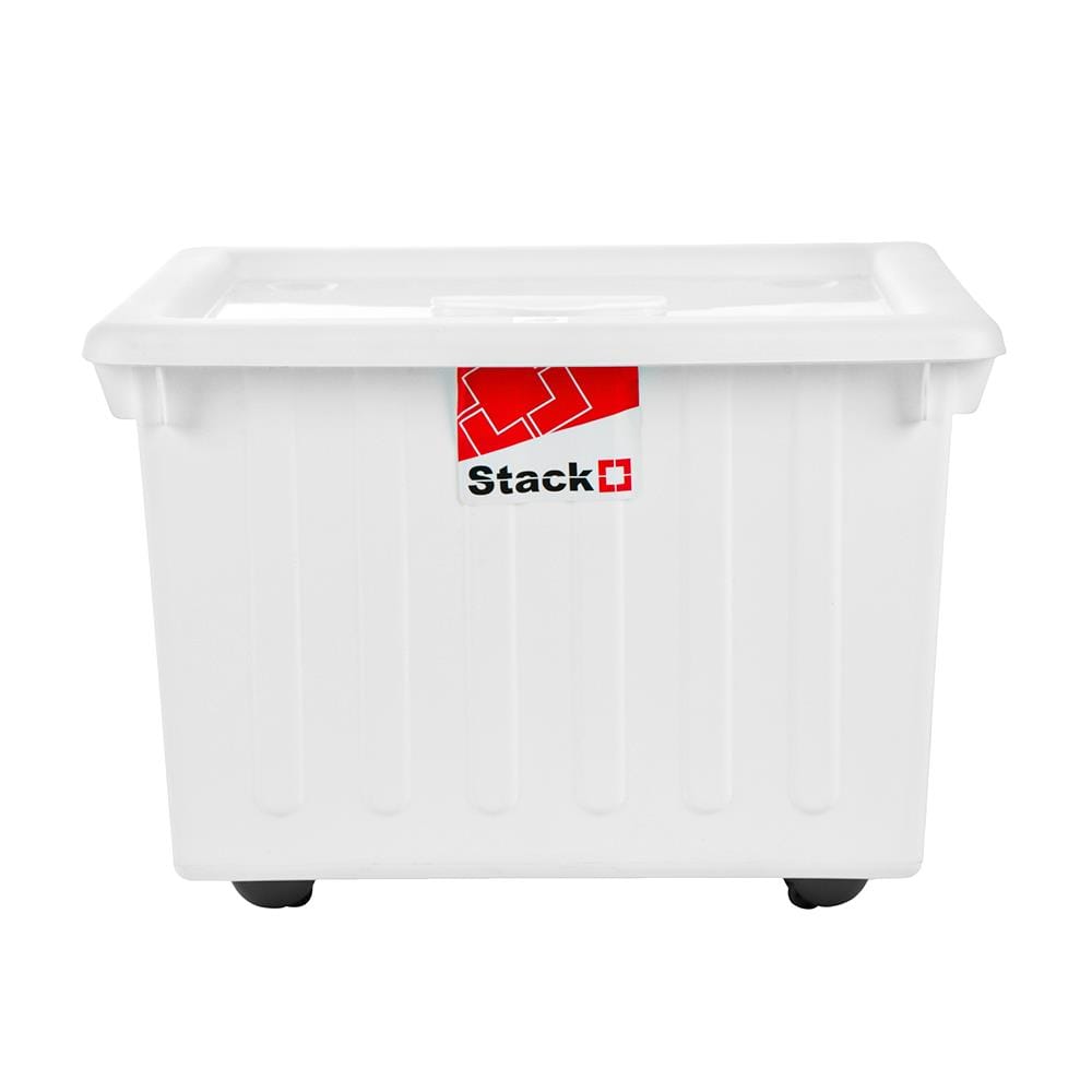 กล่องเก็บของ มีล้อ ฝาล็อค STACKO FRIENDLY 37.5 ลิตร สีขาว