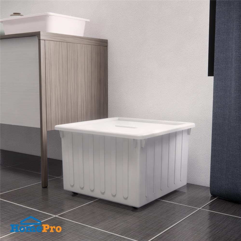 กล่องเก็บของ มีล้อ ฝาล็อค STACKO FRIENDLY 37.5 ลิตร สีขาว