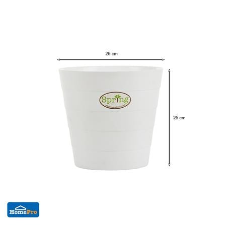 กระถางพลาสติก SPRING SP-03 26x26x25 ซม. สีขาว_4
