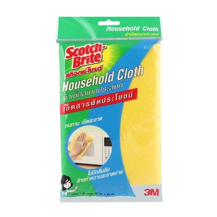 ผ้าใยสังเคราะทำความสะอาดอเนกประสงค์ SCOTCH-BRITE 40x38cm สีเหลือง_0