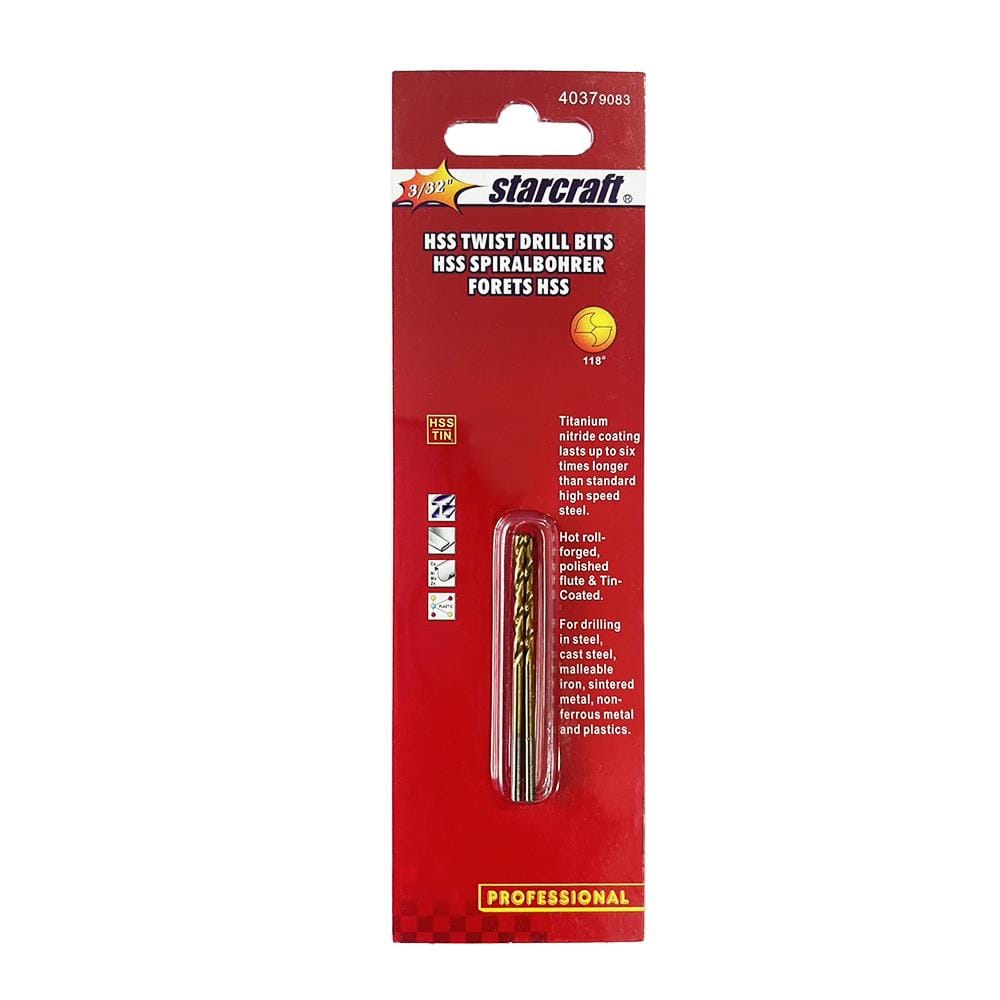 ดอกเจาะเหล็ก STARCRAFT TITANIUM HSS&TIN-COATED 3/32 นิ้ว