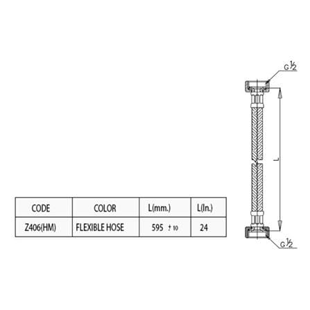 สายน้ำดีสเตนเลสน้ำอุ่น-น้ำเย็น COTTO Z406(HM) 24 นิ้ว_1