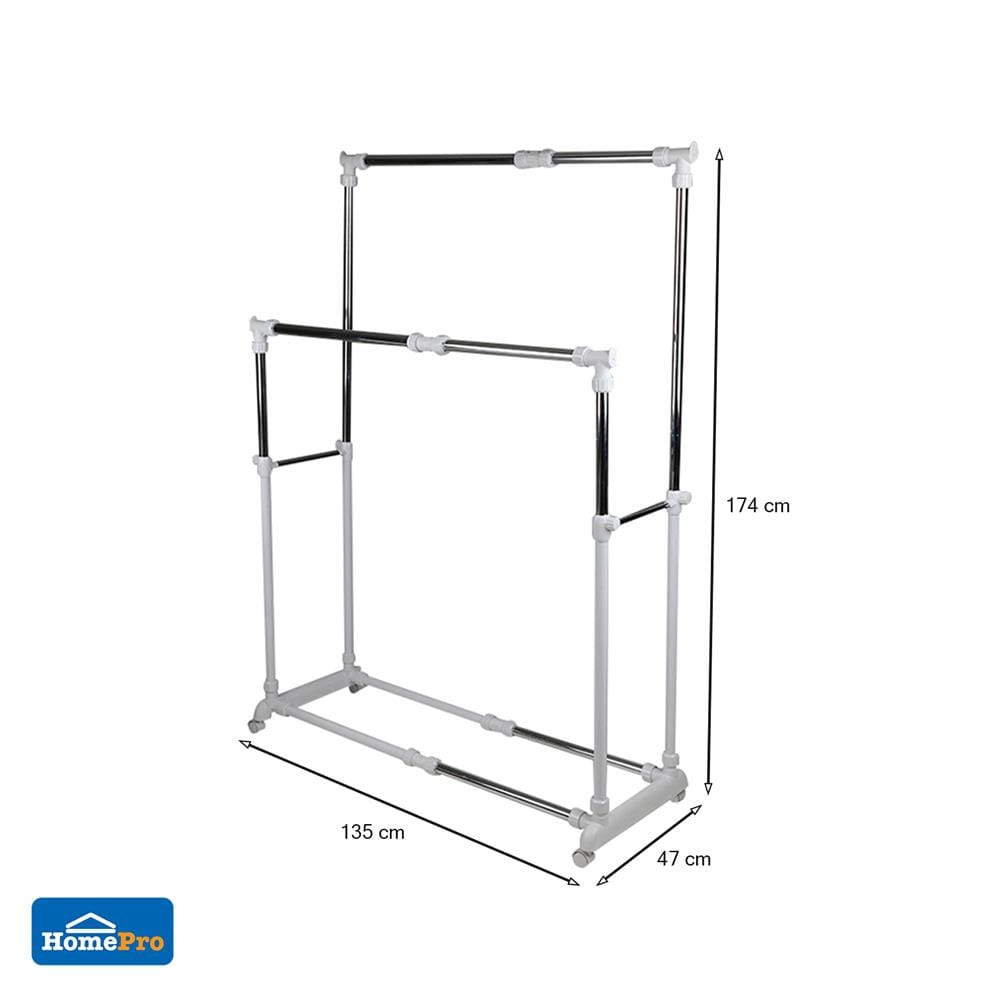 CLOTH RACK 2 BARS 135x47x160cm PLIM