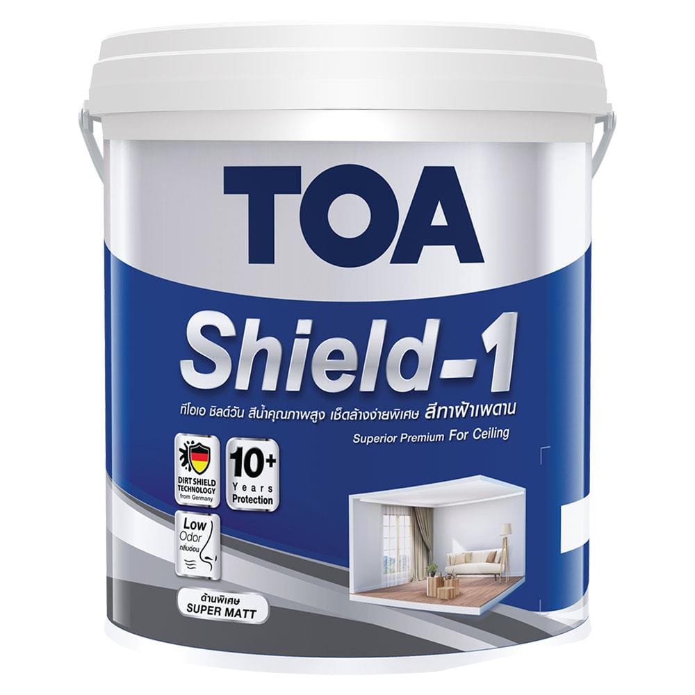 สีน้ำทาฝ้า TOA SHIELD-1 E999 ด้าน 5 แกลลอน