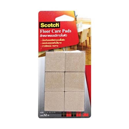 SQUARE FELT PAD 3M 34X34MM BEIGE 12EA