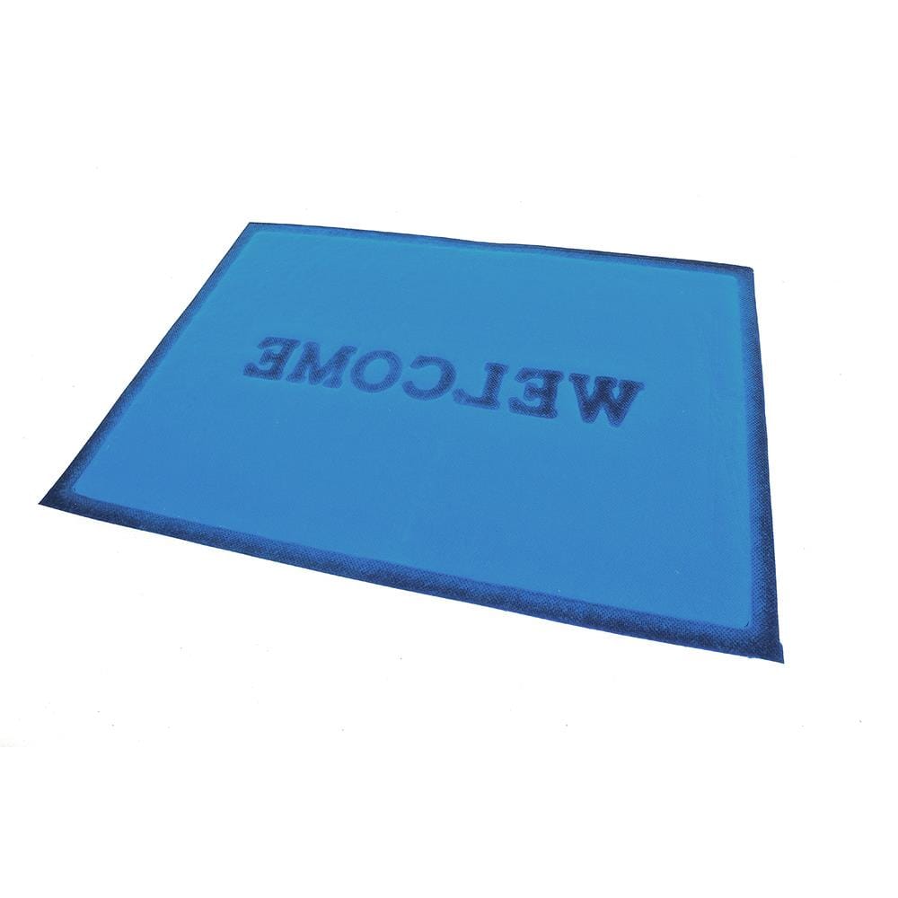 พรมเช็ดเท้าดักฝุ่น HOME LIVING STYLE WELCOME 50X70 ซม. สีน้ำเงิน
