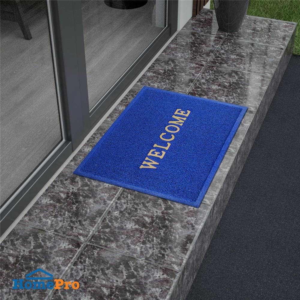 พรมเช็ดเท้าดักฝุ่น HOME LIVING STYLE WELCOME 50X70 ซม. สีน้ำเงิน