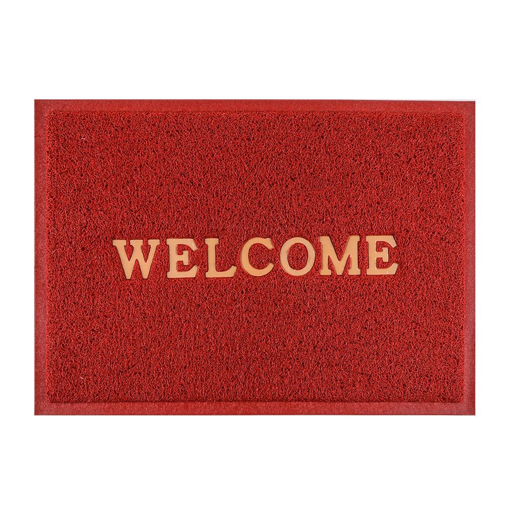 พรมเช็ดเท้าดักฝุ่น HOME LIVING STYLE WELCOME 50X70 ซม. สีแดง