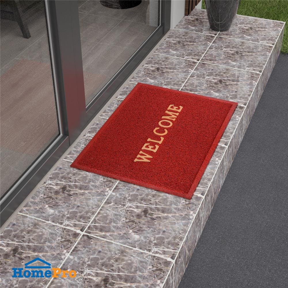 พรมเช็ดเท้าดักฝุ่น HOME LIVING STYLE WELCOME 50X70 ซม. สีแดง
