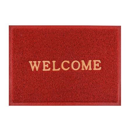 พรมเช็ดเท้าดักฝุ่น HOME LIVING STYLE WELCOME 50X70 ซม. สีแดง