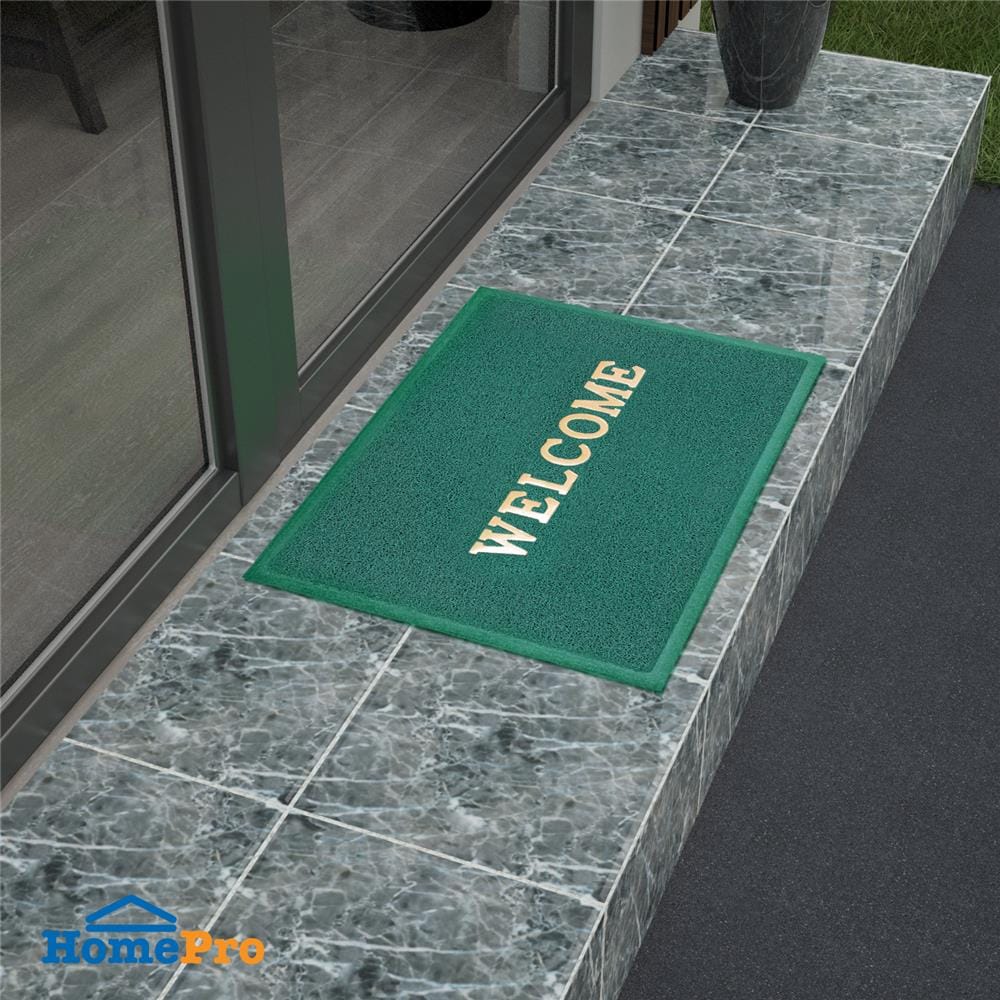พรมเช็ดเท้าดักฝุ่น HOME LIVING STYLE WELCOME 50X70 ซม. สีเขียว
