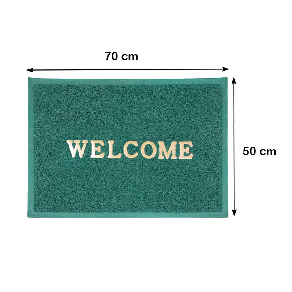 พรมเช็ดเท้าดักฝุ่น HOME LIVING STYLE WELCOME 50X70 ซม. สีเขียว