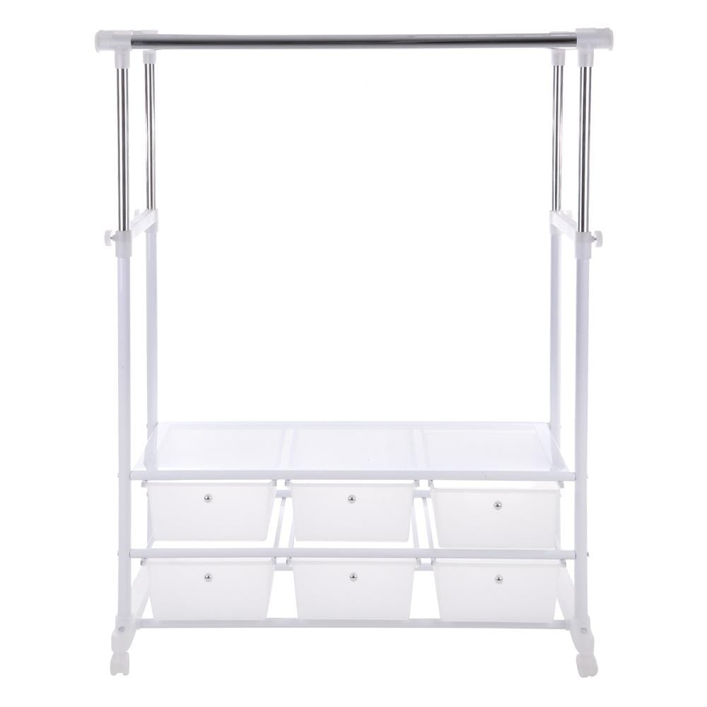 ADJUSTABLE CLOTHES RACK WITH 6 DRAWERS PLIM 150X47X165CM WHITE