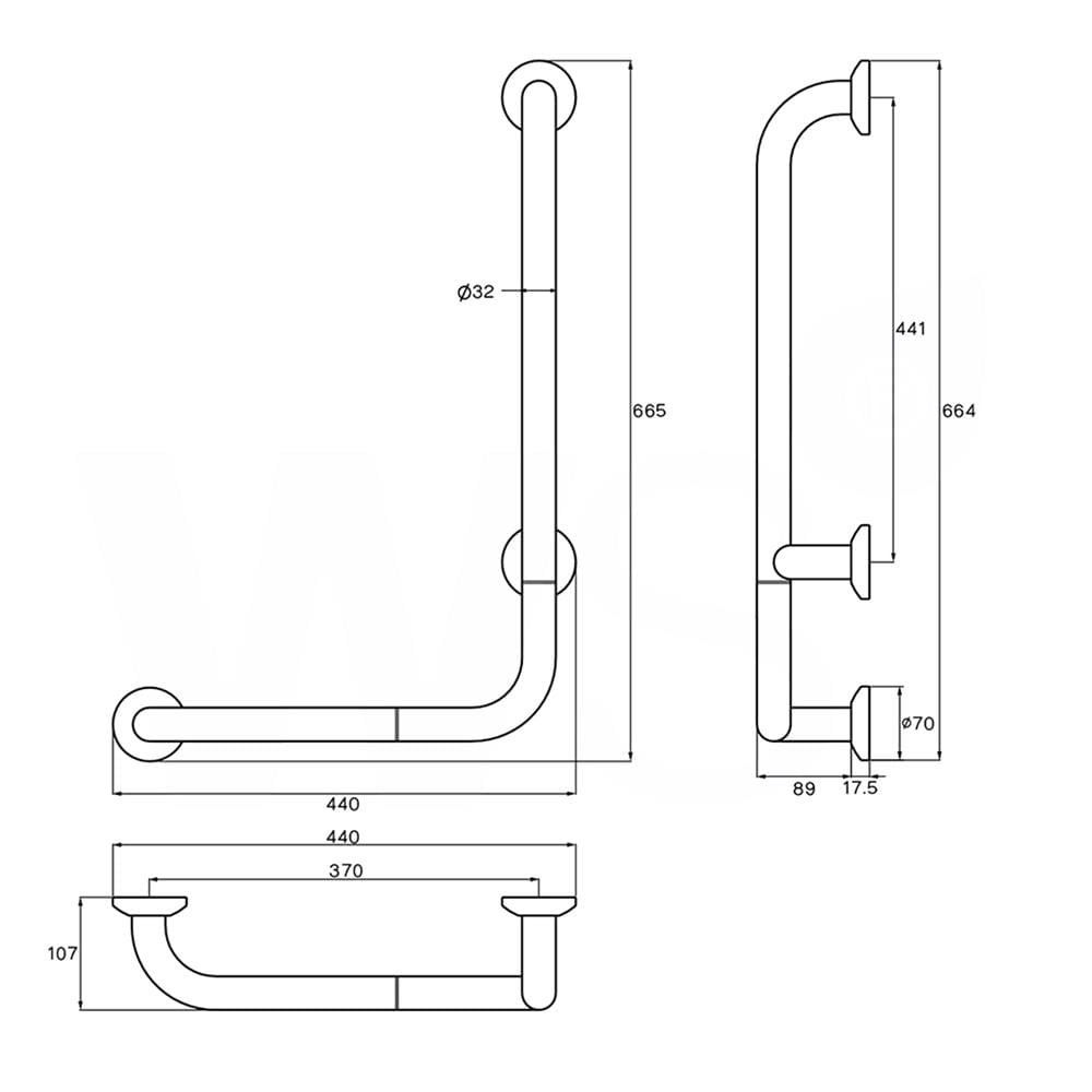 ราวมือจับ ตัว L WS GB-6327-2-BLR