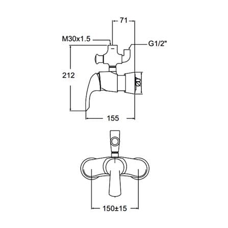 ก๊อกผสมยืนอาบ AMERICAN STANDARD A-2191-310B_1