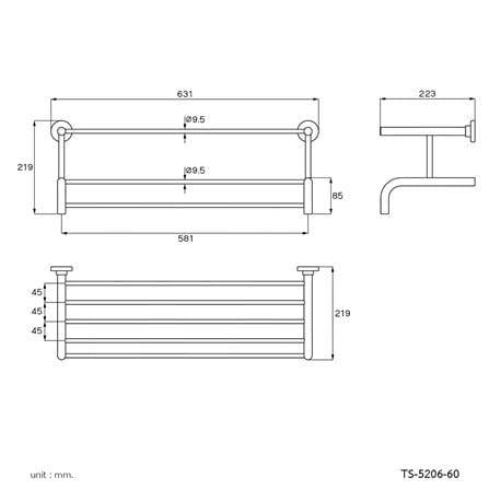 ชั้นวางพร้อมราว WS TS-5206-60 60 ซม. สเตนเลส_1