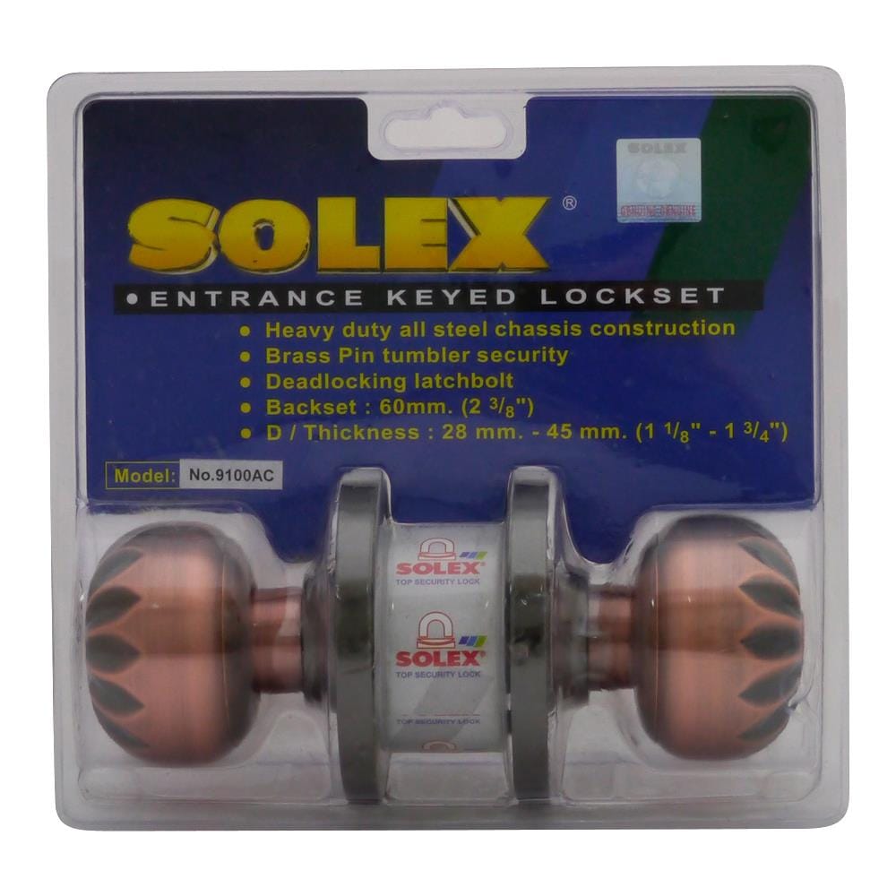 ลูกบิดประตู หัวฟักทอง SOLEX 9100 AC สีทองแดงรมดำ