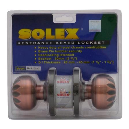 ลูกบิดประตู หัวฟักทอง SOLEX 9100 AC สีทองแดงรมดำ