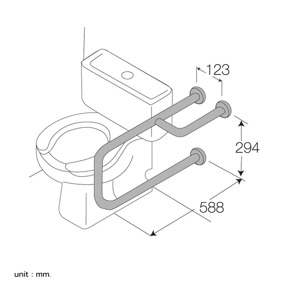 ราวมือจับ ข้างโถสุขภัณฑ์ WS HR-1108-2