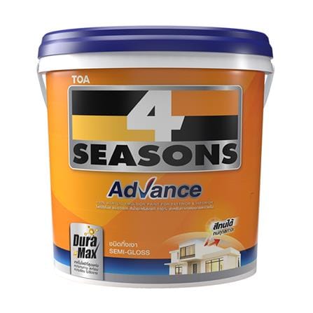 สีน้ำทาภายนอก ชนิดกึ่งเงา TOA 4 SEASONS ADVANCE BASE C สีขาว 2.5 แกลลอน_0