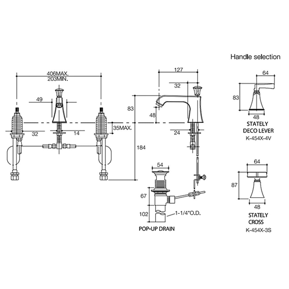 ก๊อกอ่างล้างหน้าผสม KOHLER K-454X-4V-CP
