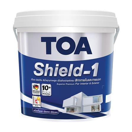สีน้ำทาภายนอก ชนิดกึ่งเงา TOA SHIELD-1 BASE C สีขาว 2.5 แกลลอน