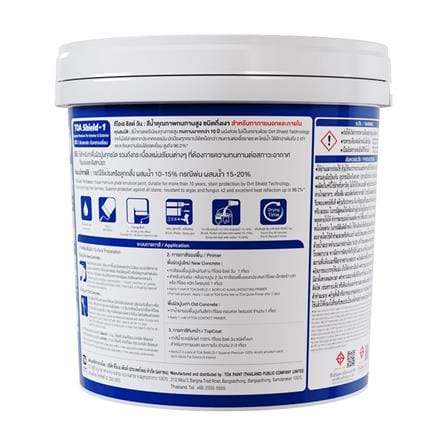 สีน้ำทาภายนอก ชนิดกึ่งเงา TOA SHIELD-1 BASE D สีขาว 2.5 แกลลอน_1