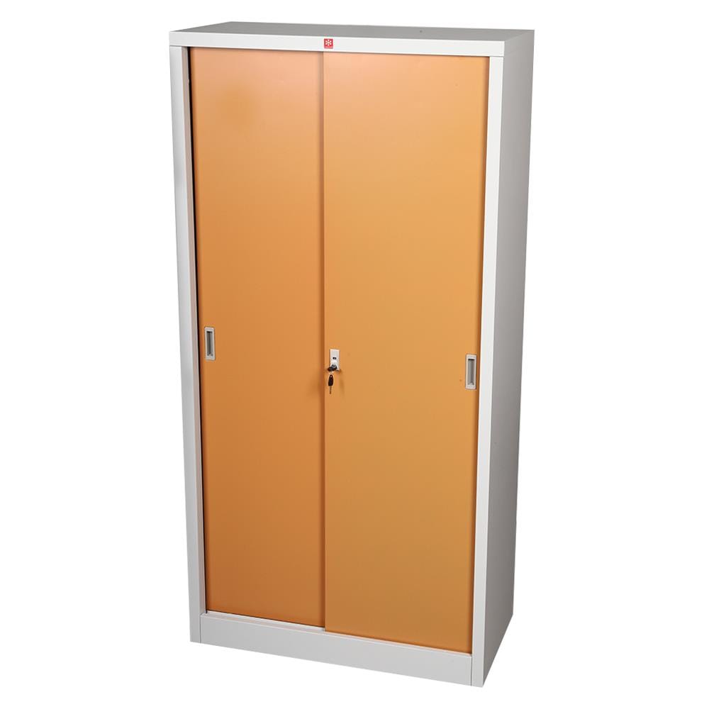 ตู้เหล็กสูงบานเลื่อนทึบ LUCKY WORLD KSS-914-EG สีน้ำตาล