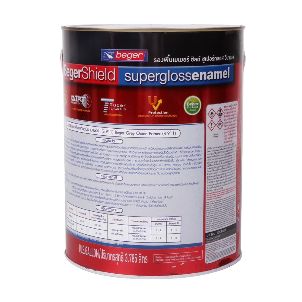 สีรองพื้นโลหะ BEGERSHIELD SUPERGLOSS ENAMEL B911 สีเทา 1 แกลลอน