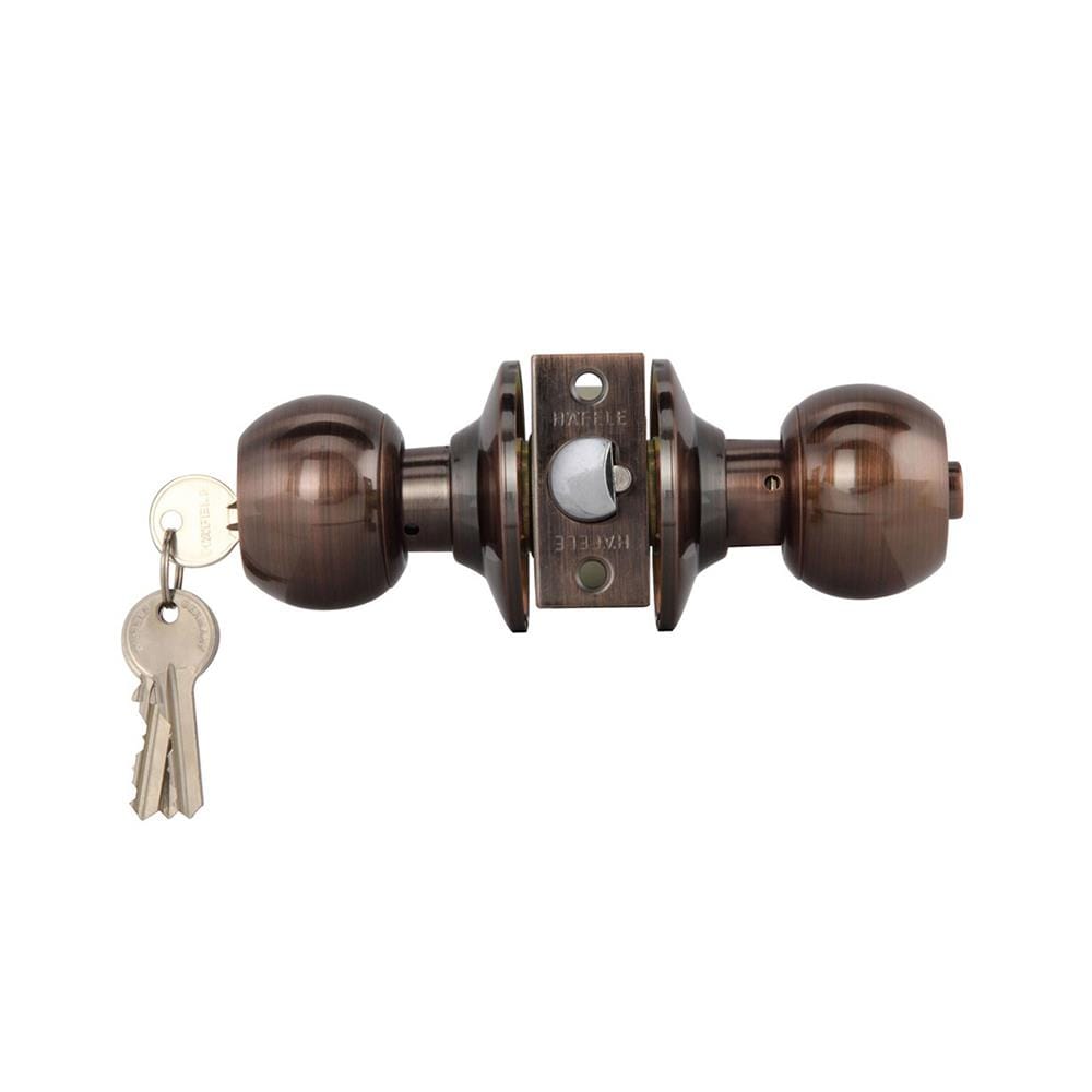 ลูกบิดประตู หัวกลม (พร้อม DEADBOLT) HAFELE 489.93.309 สีทองแดงรมดำ
