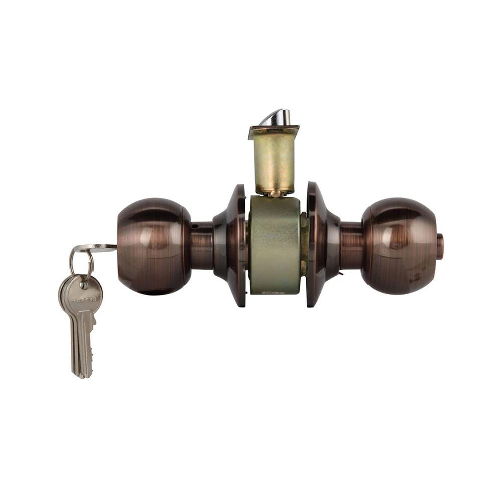 ลูกบิดประตู หัวกลม (พร้อม DEADBOLT) HAFELE 489.93.309 สีทองแดงรมดำ