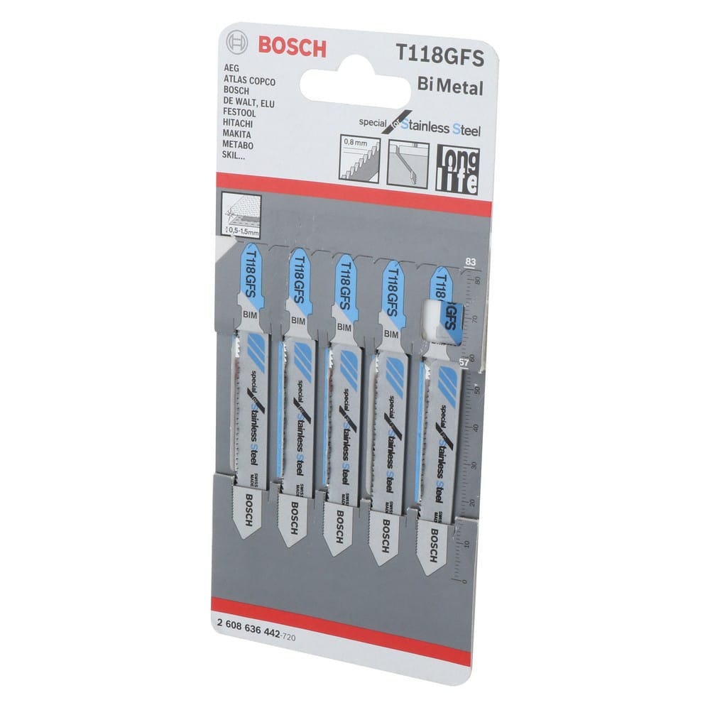 ใบเลื่อยจิ๊กซอ BOSCH T118GFS แพ็ก 5 ชิ้น