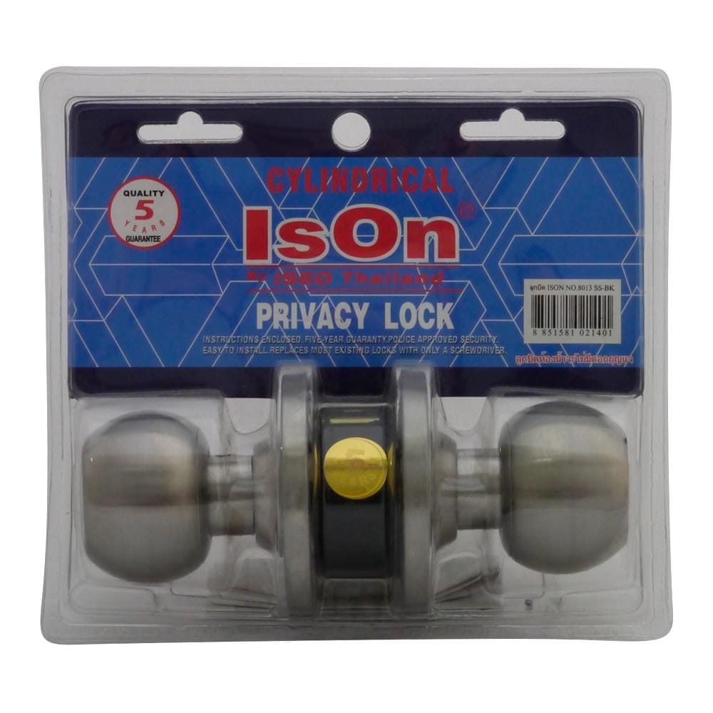 ลูกบิดประตูห้องน้ำ หัวกลม ISON 8013 SS-BK  สีสเตนเลส