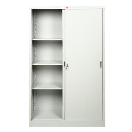 ตู้เหล็กสูงบานเลื่อนทึบ LUCKY WORLD KSS-120K-TG สีเทาทราย_2