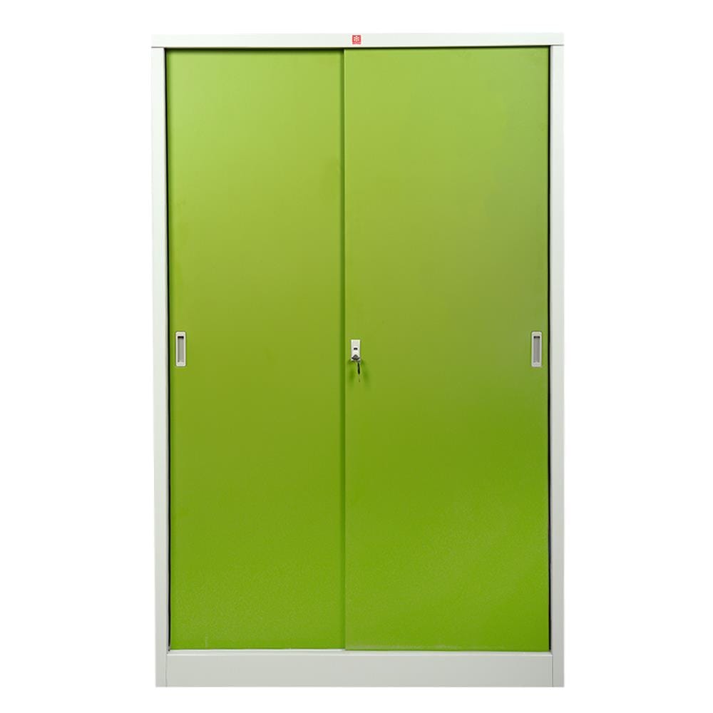 ตู้เหล็กสูงบานเลื่อนทึบ LUCKY WORLD KSS-120K-GG สีเขียว