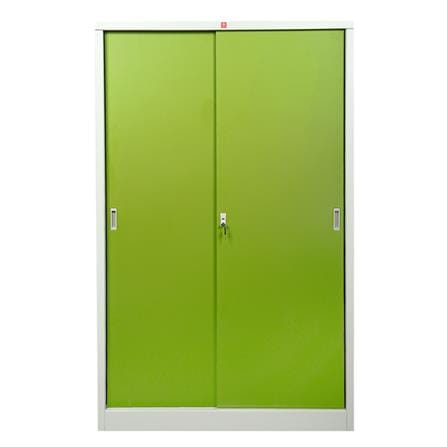 ตู้เหล็กสูงบานเลื่อนทึบ LUCKY WORLD KSS-120K-GG สีเขียว