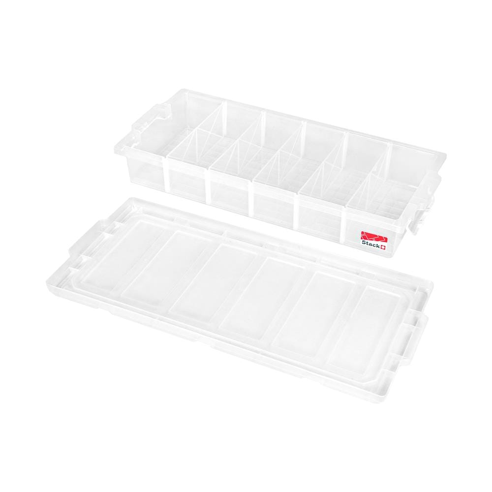 กล่องเก็บของ 6 ช่อง ฝาล็อก STACKO 27 ลิตร 51141 สีขาว