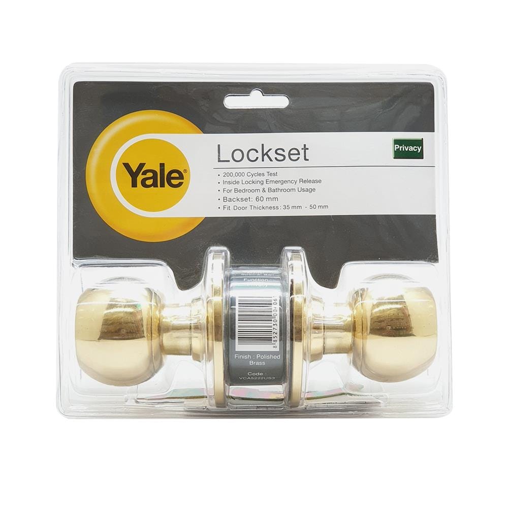 ลูกบิดประตูห้องน้ำ หัวกลม YALE KN-VCA5222US3 สีทอง
