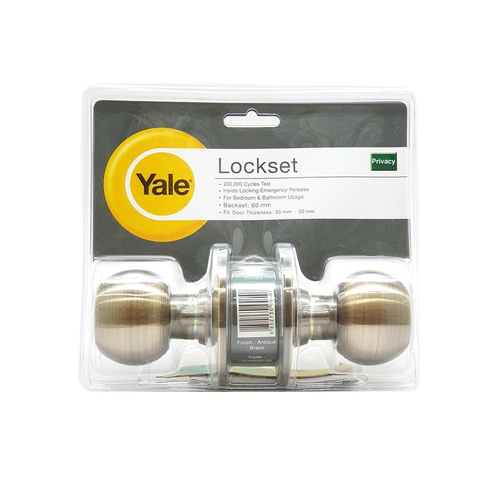 ลูกบิดประตูห้องน้ำ หัวกลม YALE KN-VCA5222US5 สีทองเหลืองรมดำ