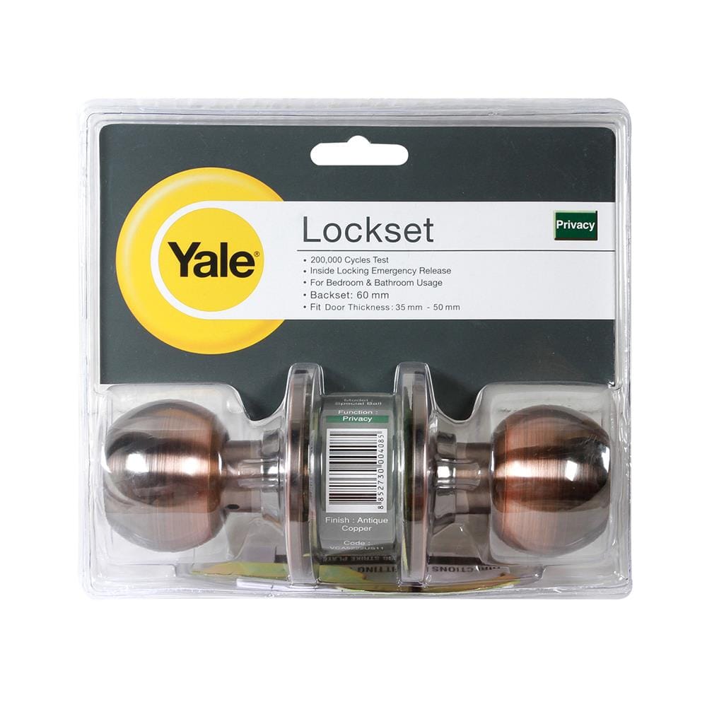 ลูกบิดประตูห้องน้ำ หัวกลม YALE KN-VCA5222US11AC สีทองแดงรมดำ