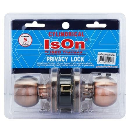 ลูกบิดประตูห้องน้ำ หัวกลม ISON 8013 AC-BK หัวกลม สีทองแดงรมดำ_5