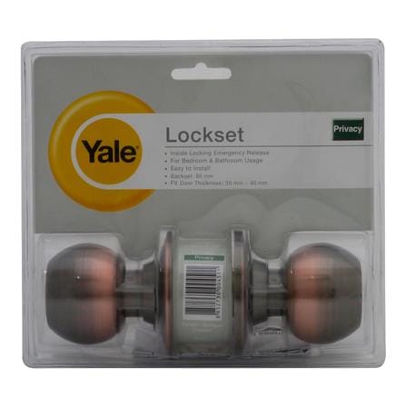 ลูกบิดประตูห้องน้ำ หัวกลม YALE KN-VCA5122US11 สีทองแดงรมดำ