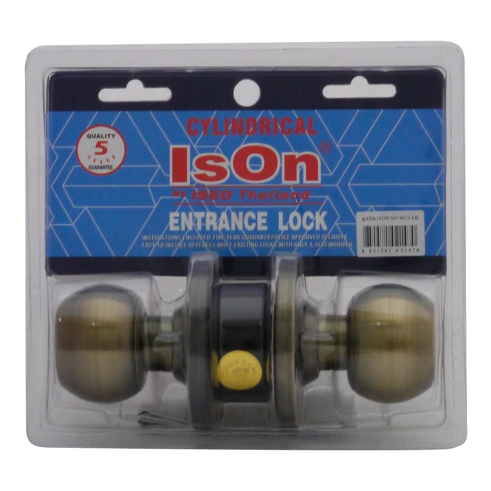 ลูกบิดประตู หัวกลม ISON 8013 AB สีทองเหลืองรมดำ
