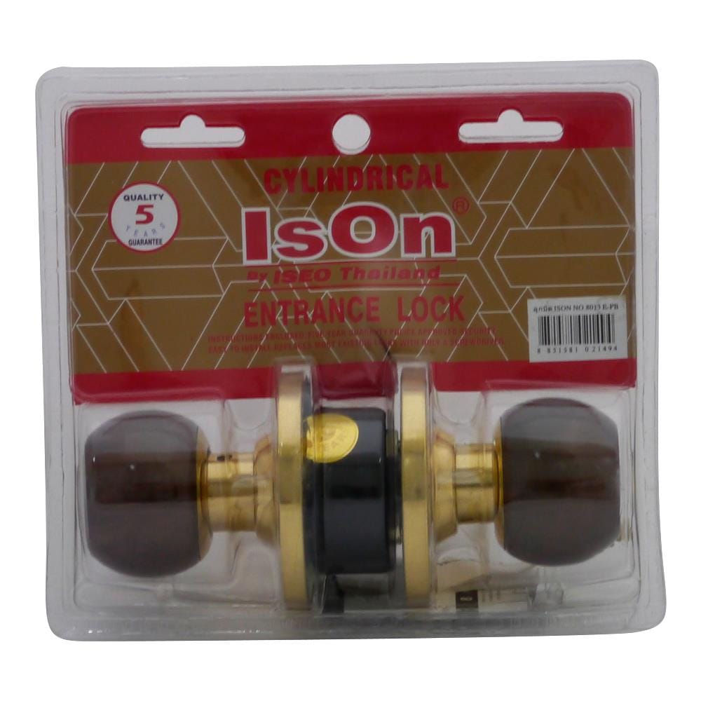 ลูกบิดประตู หัวกลม ISON 8013 E-PB สีลายไม้